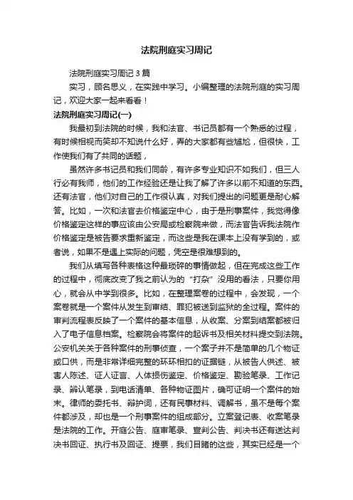 法院刑庭实习周记