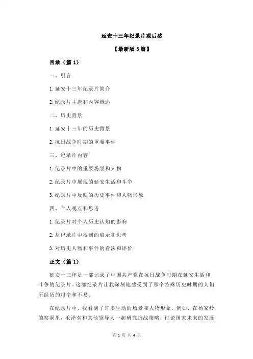 延安十三年纪录片观后感