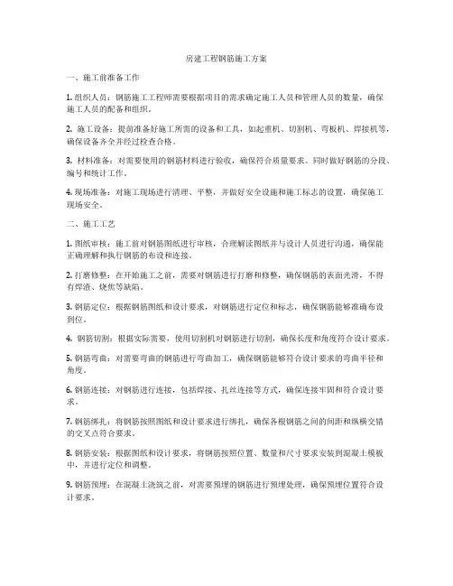 房建工程钢筋施工方案