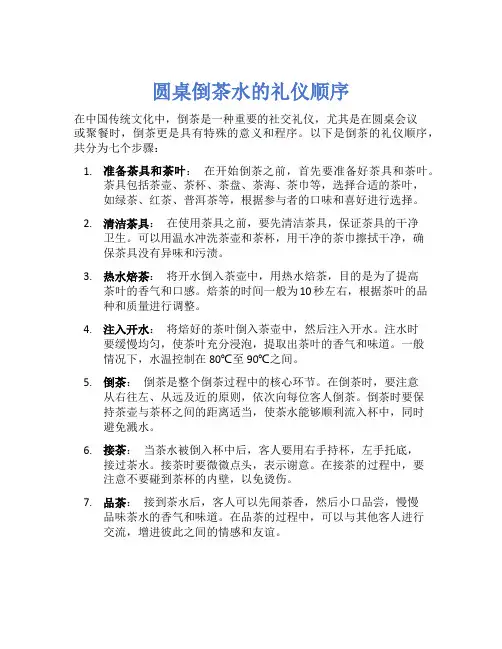 圆桌倒茶水的礼仪顺序