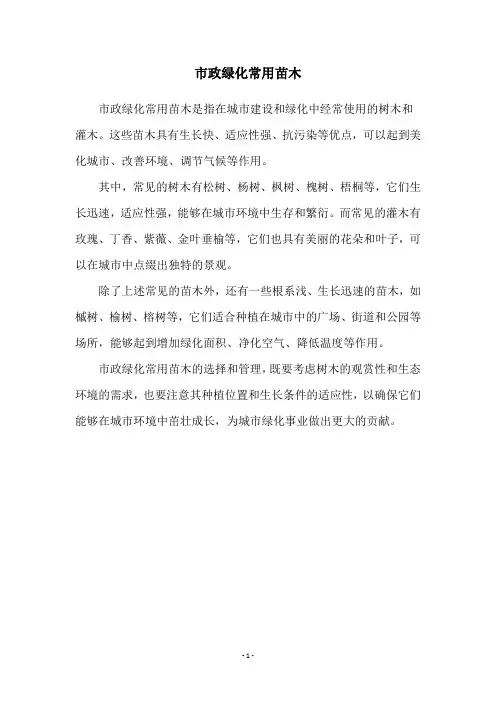 市政绿化常用苗木
