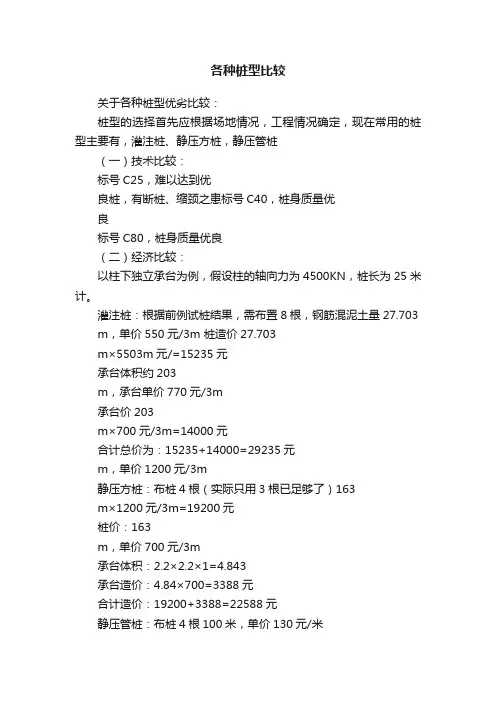 各种桩型比较
