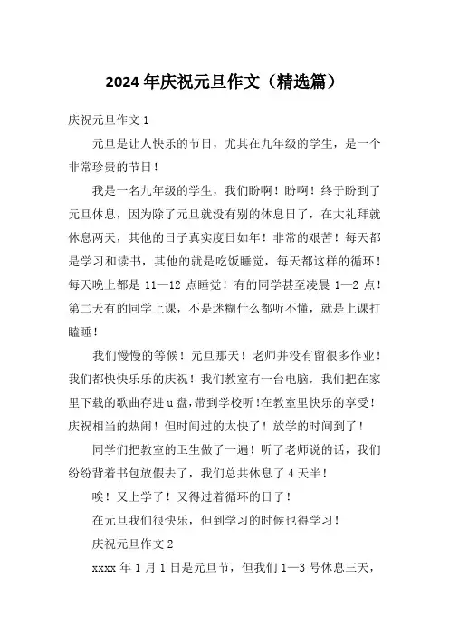 2024年庆祝元旦作文(精选篇)