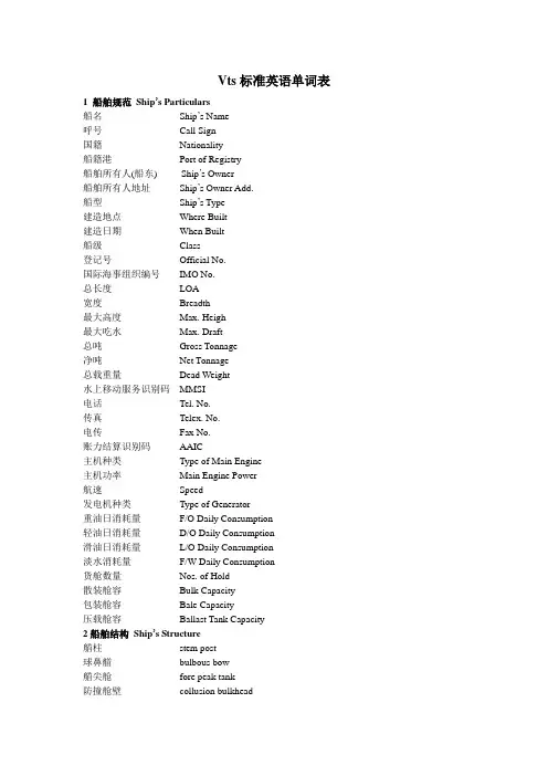 VTS英语单词