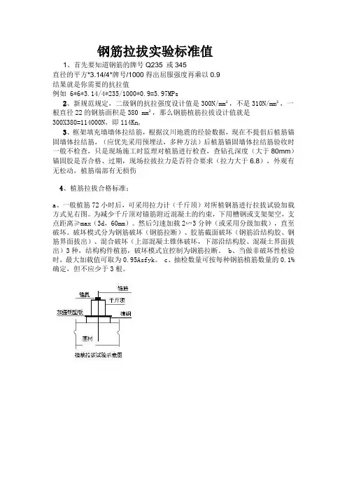 钢筋拉拔实验标准值