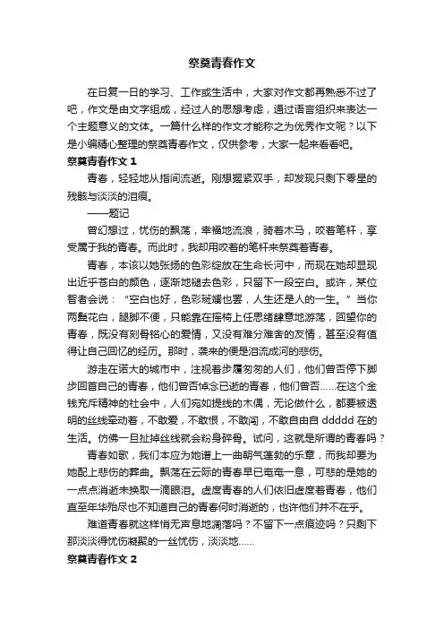 祭奠青春作文