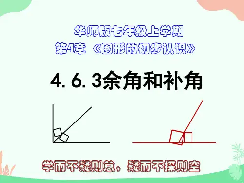 4.6.3余角和补角-2024-2025学年华师大版七年级数学上册课件