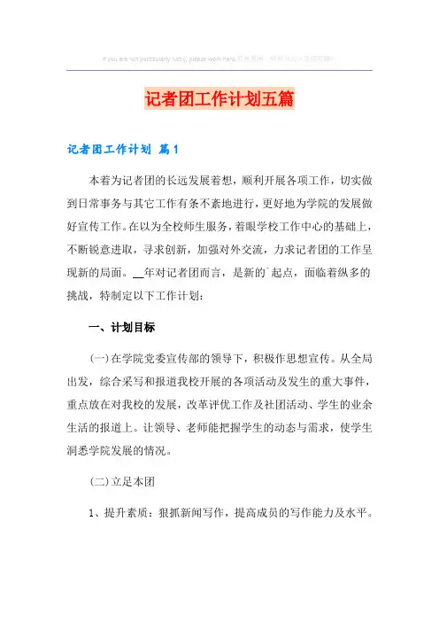 记者团工作计划五篇