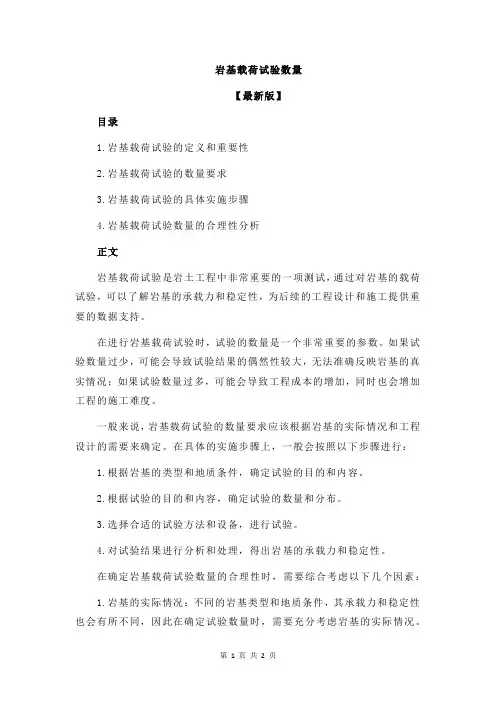 岩基载荷试验数量