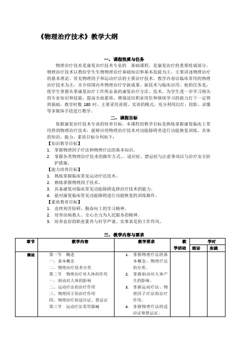 物理治疗技术教学大纲