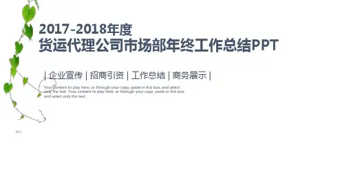2018年度货运代理公司市场部年终工作总结汇报动态PPT模板