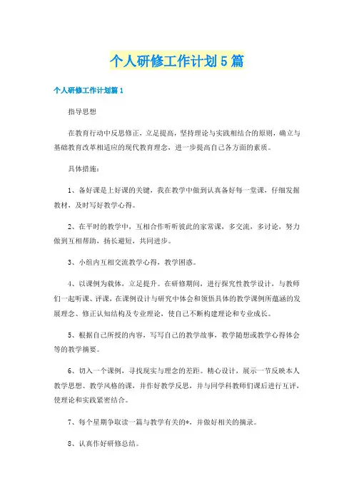 个人研修工作计划5篇
