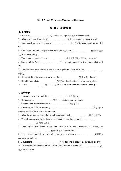 北师大版(2019) 必修 第一册 Unit 3 Celebrations  Lesson 3 