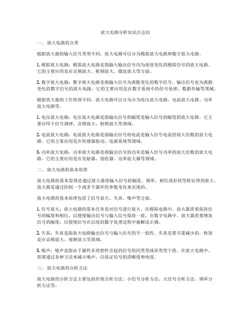 放大电路分析知识点总结