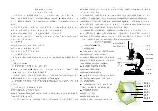 七年级生物上册复习提纲(带图)