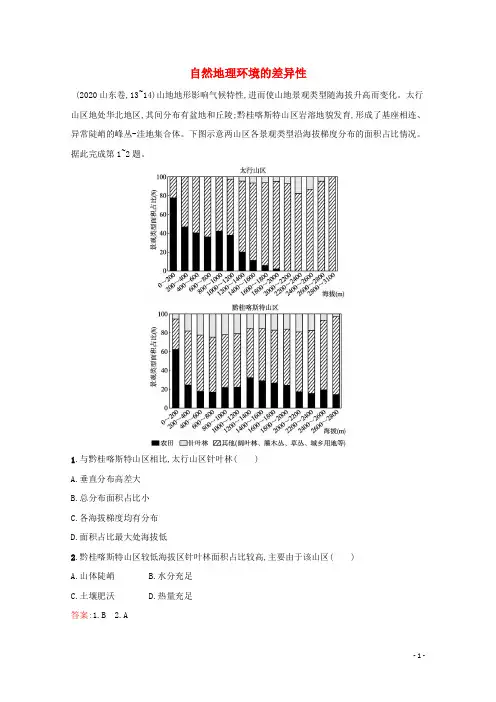 2022届高考地理一轮复习课时规范练14自然地理环境的差异性含解析新人教版