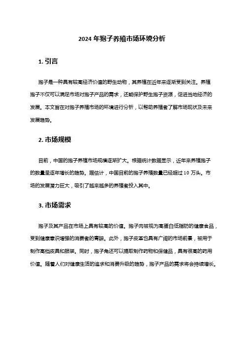 2024年狍子养殖市场环境分析