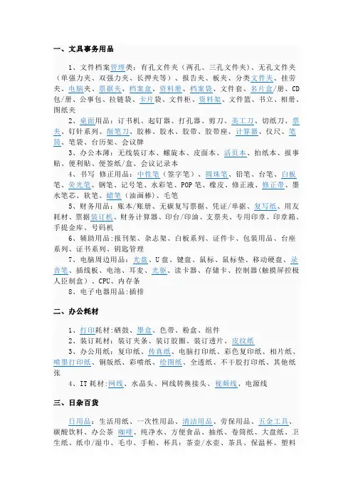 各类办公用采购大全