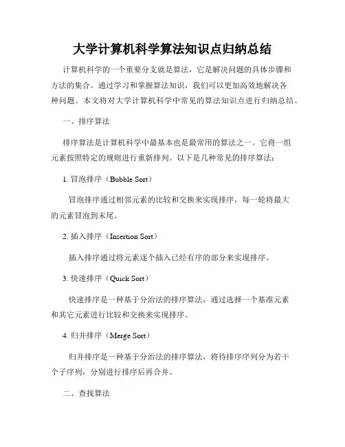 大学计算机科学算法知识点归纳总结