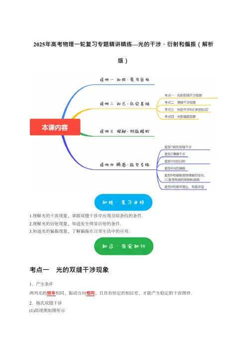 2025年高考物理一轮复习专题精讲精练—光的干涉衍射和偏振    解析版