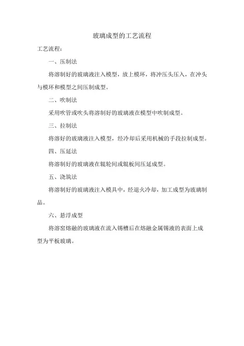 玻璃成型的工艺流程