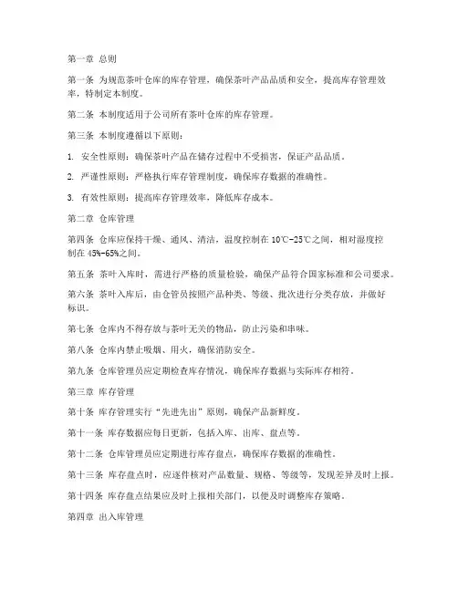 茶叶仓库库存管理制度