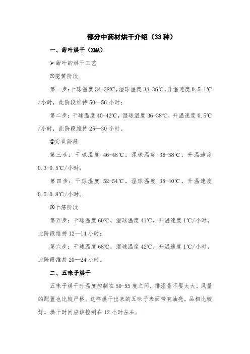 部分中药材烘干介绍(33种)