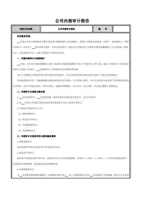 公司内部审计报告
