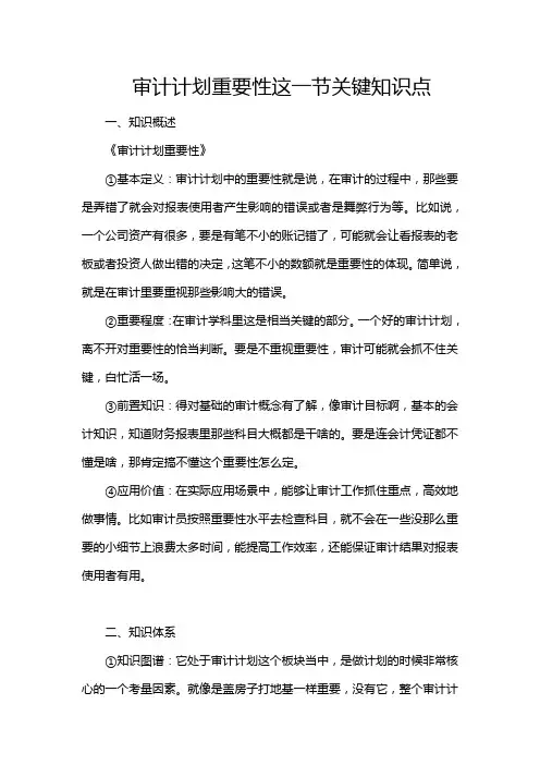 审计计划重要性这一节关键知识点