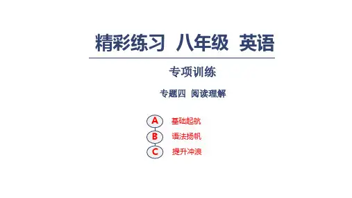 人教新目标八年级英语上册习题课件：专项训练 专题四 阅读理解(共41张PPT)