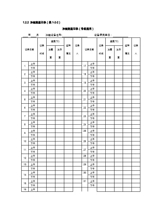 冰箱温度记录表