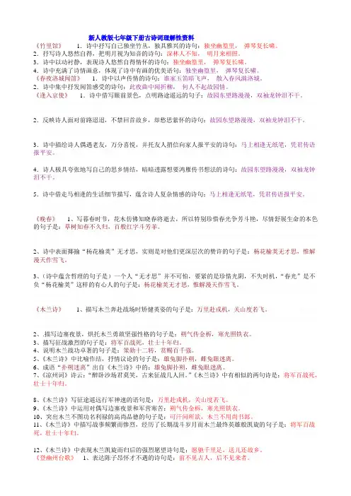 部编版七年级下册古诗理解性默写(含答案)