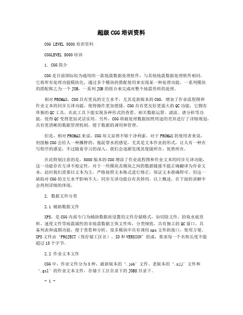 超级CGG培训资料