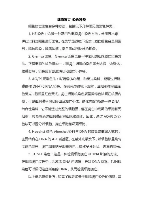 细胞凋亡 染色种类