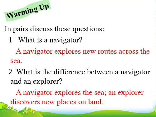 高中英语 Unit2《Sailing the oceans》Textbook课件 新人教选修9