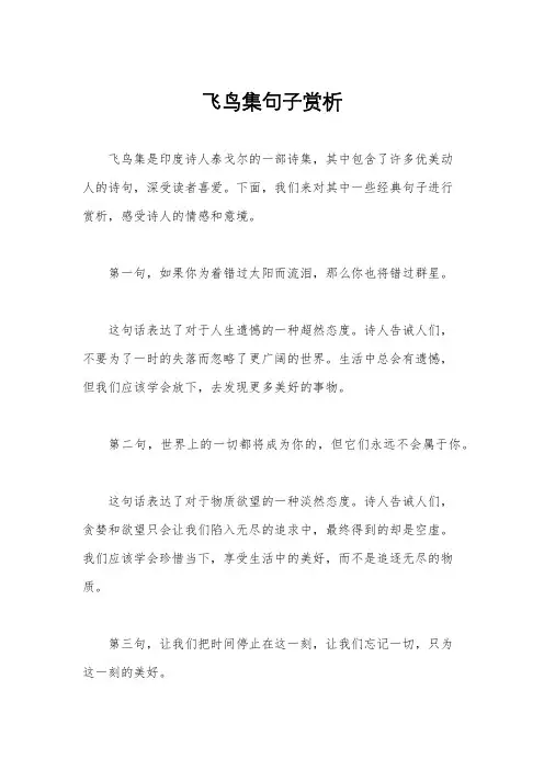 飞鸟集句子赏析