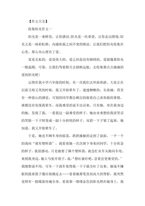 以阳光为话题的作文800字2020高三阳光优秀作文五篇精选精选