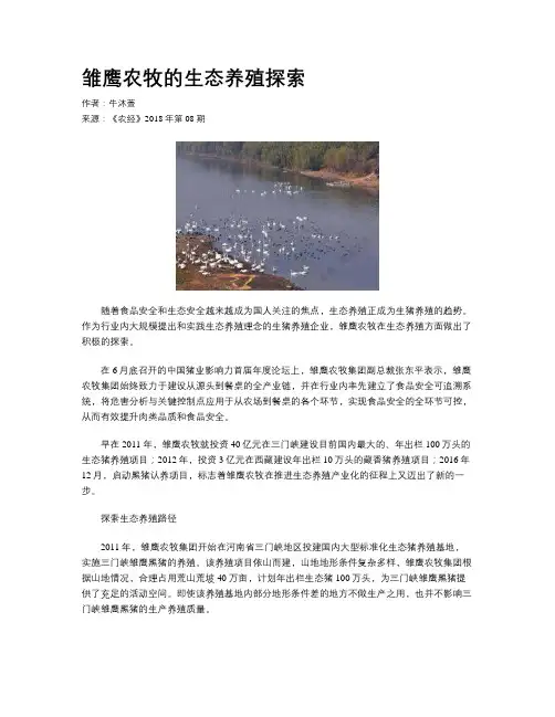 雏鹰农牧的生态养殖探索