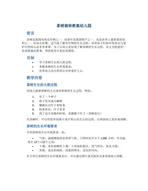 茶树栽培教案幼儿园