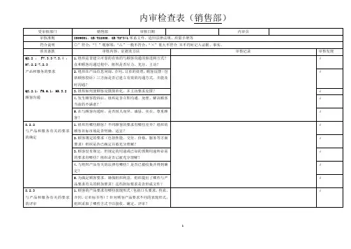 ISO9001-2015内审检查表-销售部