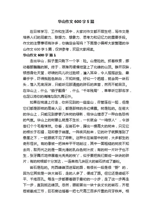 华山作文600字5篇