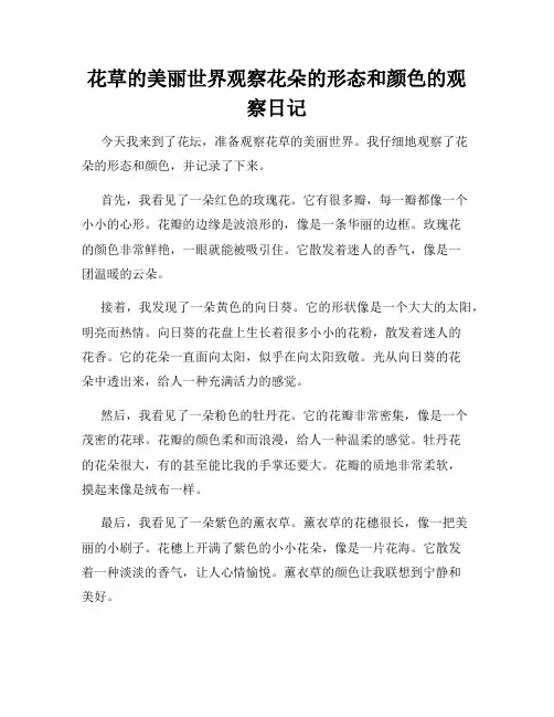 小学三年级作文花草的美丽世界观察花朵的形态和颜色的观察日记
