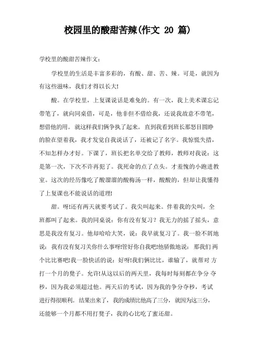 校园里的酸甜苦辣(作文20篇)