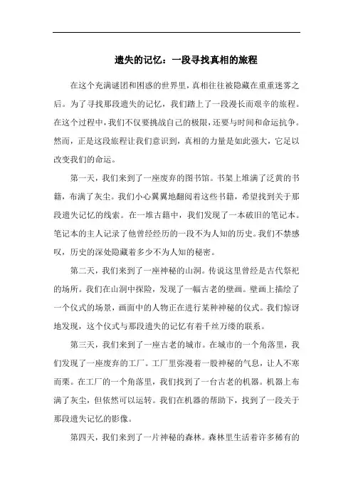 遗失的记忆：一段寻找真相的旅程