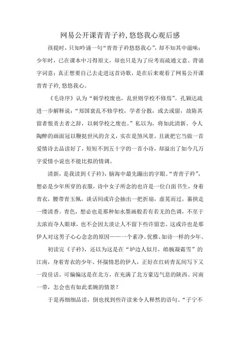 网易公开课青青子衿,悠悠我心观后感