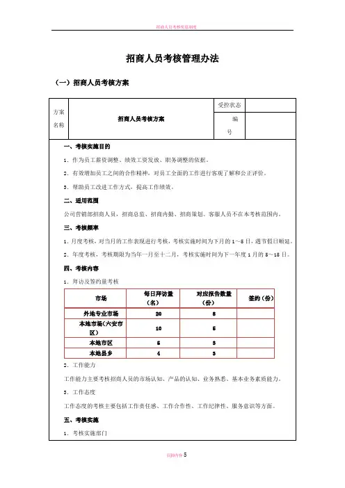 招商人员考核管理办法