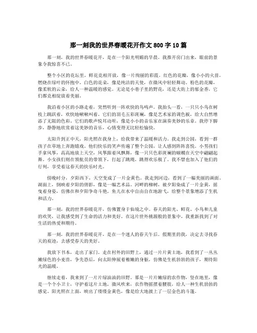 那一刻我的世界春暖花开作文800字10篇 2