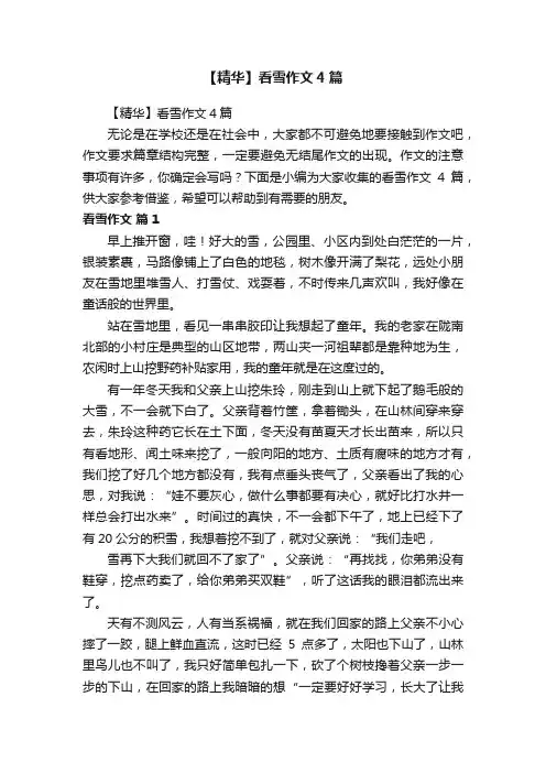 【精华】看雪作文4篇