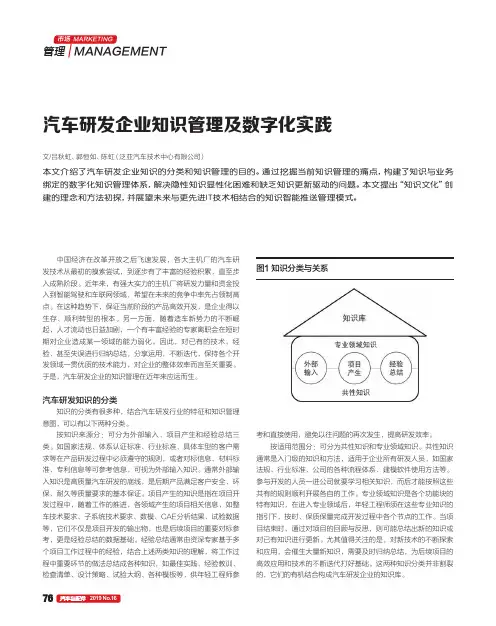 汽车研发企业知识管理及数字化实践