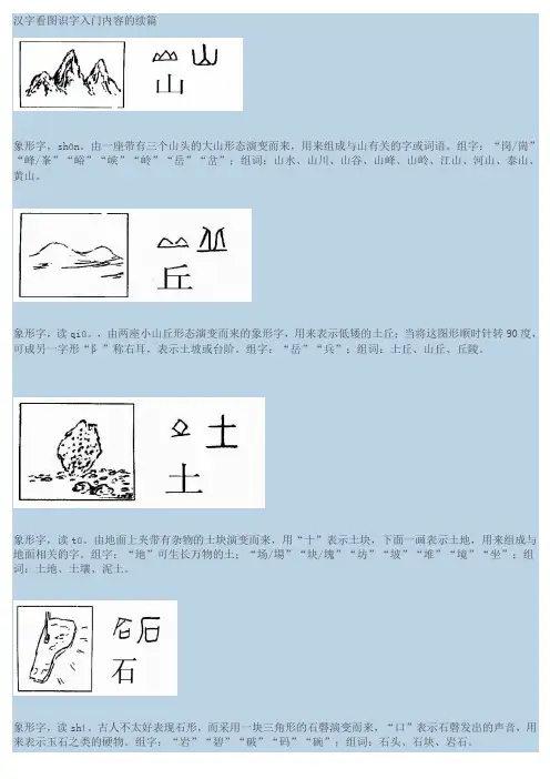 汉字看图识字入门内容的续篇